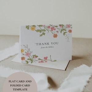 Wildflower Thank You Card Template, Editable Thank You Card, Printable ...