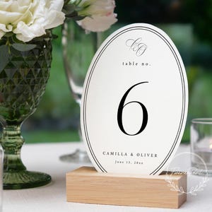 Minimalist Oval Table Number Template Black White Wedding Table Sign ...