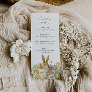 Printable Easter Menu, Editable Easter Brunch Menu Template, Easter Bunny Menu Card, Easter Brunch Menu, Church Easter Menu, Printable