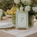 Green Striped Table Number Template, Watercolor, Printable Table Sign, Editable Template, INSTANT DOWNLOAD, Classic Garden Wedding 021 product logo