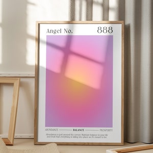 Angel Numbers Set Gradient Wall Art Aura Angel Number Posters Affirmation Posters Pink Aura Art Pink Gradient Feminine Wall Art image 5