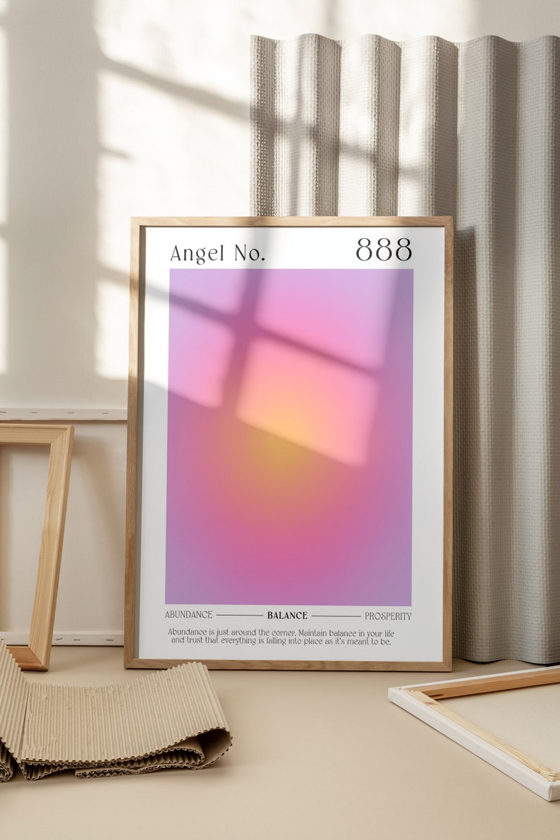 Angel Numbers Set Gradient Wall Art Aura Angel Number Posters Affirmation Posters Pink Aura Art Pink Gradient Feminine Wall Art image 5