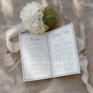 Hochzeitsprogramm-Vorlage, elegante Zeremonie-Reiseplan, Service-Order, bearbeitbare Canva druckbare, moderne minimalistische Broschüre SCARLETT Bild 7