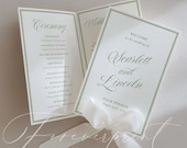 Elegant Wedding Program Template, Green Calligraphy Ceremony Program, Printable Minimalist Wedding Booklet GR26