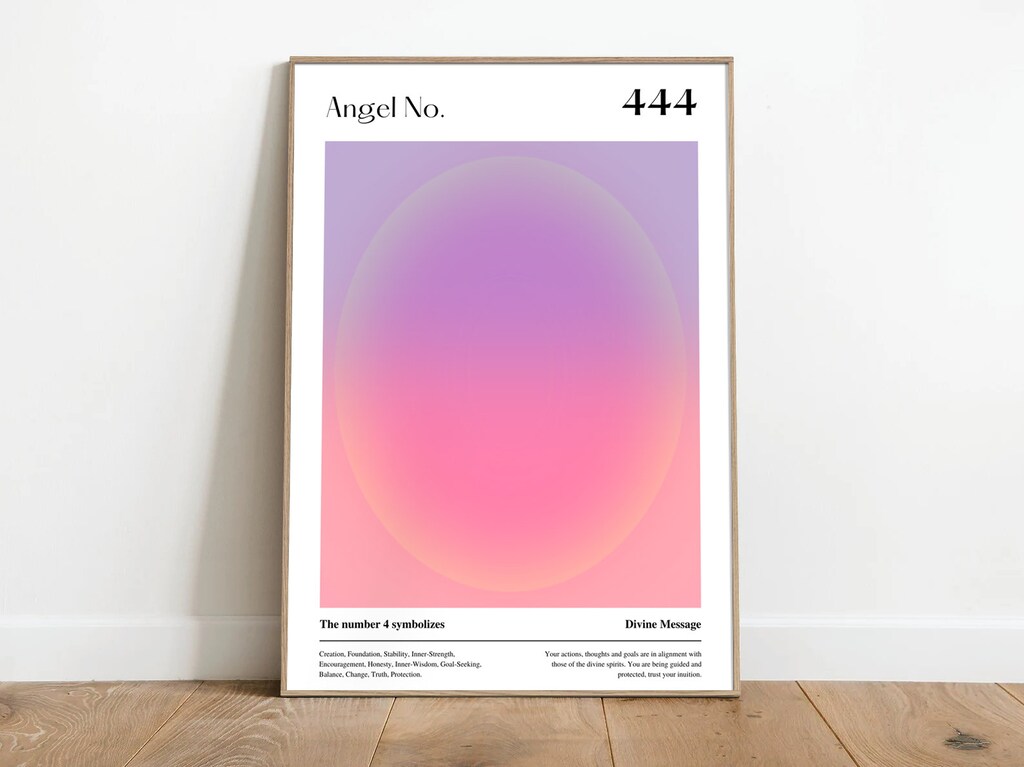 Poster Con Numeri Aura Angel - Set Da 6 Stampe Sfumate Y2K, Senza Cornice 20x25 Cm - Decorazione Parete Per Camera Da Letto E Soggiorno