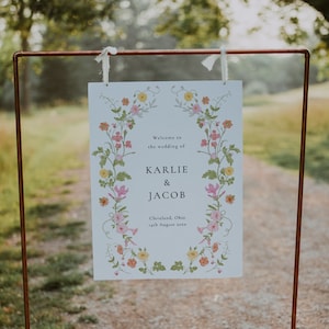 Wildblumen Hochzeit Willkommen, Floral Willkommensschild Vorlage, Willkommensschild, Sofortiger Download, Hochzeit Willkommen Poster, Bearbeitbare Vorlage, KARLIE