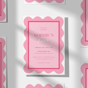 Pink Bridal Shower Invitation, Editable Hens Party Invites, Printable Bridal Shower Invitations Template, Digital Download, Pretty in Pink