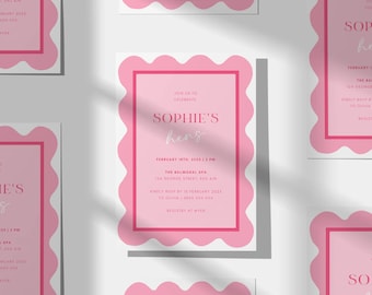 Pink Bridal Shower Invitation, Editable Hens Party Invites, Printable Bridal Shower Invitations Template, Digital Download, Pretty in Pink