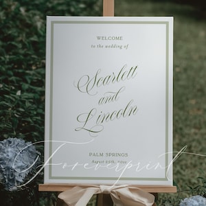 Editable Welcome Template, Minimalist Sage Green, Elegant Script, Printable Decor GR26