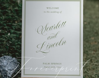 Editable Welcome Template, Minimalist Sage Green, Elegant Script, Printable Decor GR26