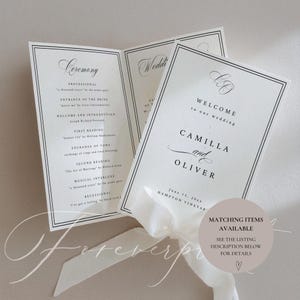 Elegant Wedding Menu Template, Formal Dinner Menu, Classic Black & White Editable Menu, Canva Template, Printable Reception Menu SCARLETT image 8