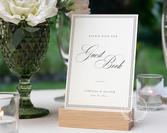 Elegant Wedding Guest Book Sign Template, Printable Guestbook Sign, Minimalist Wedding Reception Decor, Editable Instant Download SCARLETT