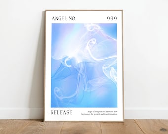 Angel Number 999 Printable, Gradient Artwork, Positive Affirmation Poster, Law Of Attraction Print, Manifestation Aura Art, DIGITAL DOWNLOAD
