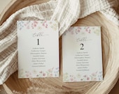 Pastel Wildflower Wedding Table Numbers, Seating Chart, Editable Table Numbers, Table Numbers, Wedding Seating Chart, Pastel Florals KIARA