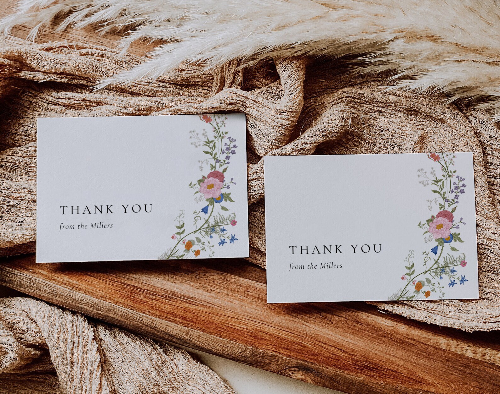 Wildflower Thank You Card Template, Editable Thank You Card, Printable ...