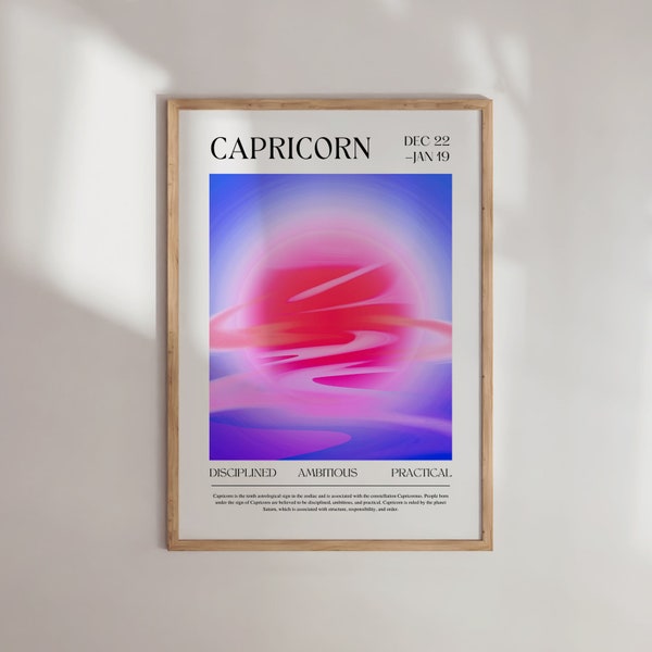 CAPRICORN Wall Art Zodiac Poster Printable, Capricorn Art, Gift, Cosmic Wall Art, Horoscope Gifts, Astrology Art, Spiritual Art Print