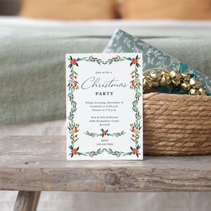 Christmas Party Invitation Template, Christmas Party Invite, Christmas Party Printable, Holiday Party Invite, Christmas Invite Download image 2