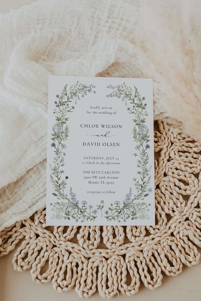 Wildflower Wedding Invitation Template, Printable Wedding Invitation ...