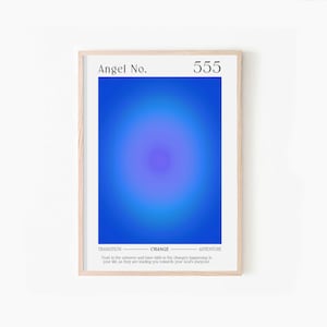 Angel Number 555, Aura Energy Wall Art, Gradient Wall art, Spiritual Wall Art, Affirmation Wall Art, Blue Aura Poster, Aesthetic Poster