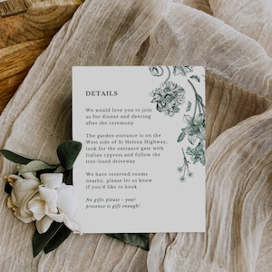 Elegant Greenery Wedding Invitation Template, Floral Green wedding invite, invitation template, Vintage invite template download SK23 image 4