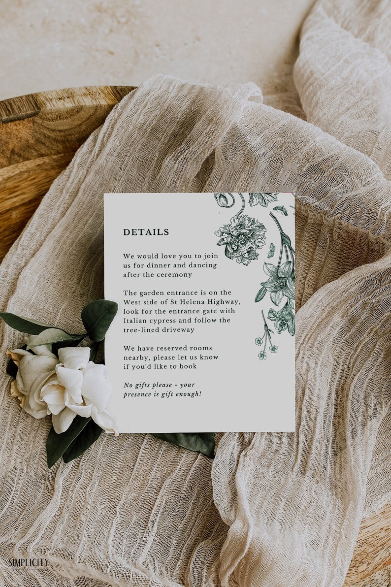 Elegant Greenery Wedding Invitation Template, Floral Green wedding invite, invitation template, Vintage invite template download SK23 image 4