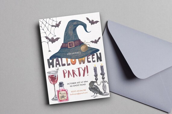 Editable Halloween Birthday Party Invitation Spooky Halloween - Etsy