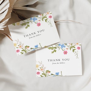 Wildflower Thank You Card Template, Editable Thank You Card, Printable ...