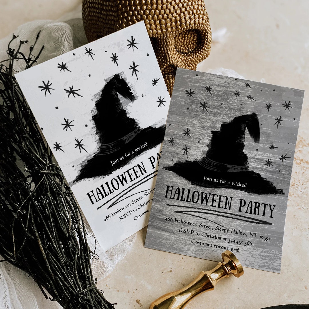 Witch Hat Halloween Party Invitation Witches Tea Wicked Adults - Etsy