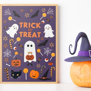 Trick or Treat Print, Spooky Halloween Print, Cute Halloween Printable, Halloween Prints, Kids Halloween Decor DIGITAL DOWNLOAD image 4