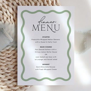 Waves Menu Placecard Template, Instant Download Editable Menu Template ...