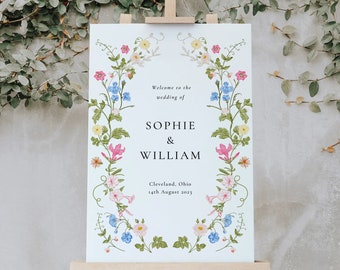 Wildflower Wedding Welcome, Floral Welcome Sign Template, Welcome Sign, Instant Download, Wedding Welcome Poster, Editable Template, ROSIE