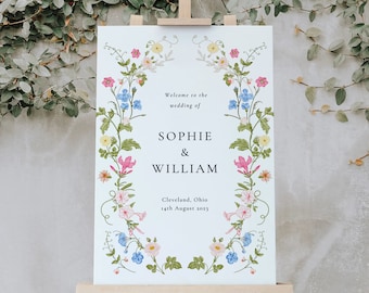 Wildflower Wedding Welcome, Floral Welcome Sign Template, Welcome Sign, Instant Download, Wedding Welcome Poster, Editable Template, ROSIE