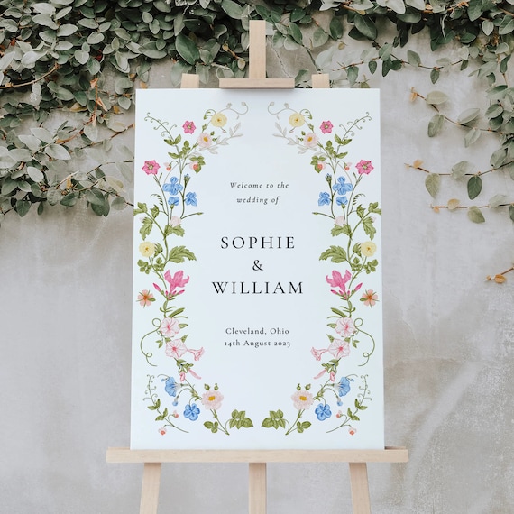 Wildflower Wedding Welcome, Floral Welcome Sign Template, Welcome Sign, Instant Download, Wedding Welcome Poster, Editable Template, ROSIE