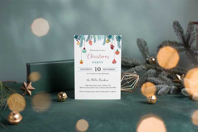 Christmas Party Invitation, Christmas Party Invite, Christmas Party Printable, Holiday Party Invitation, Christmas Invitation Download image 1