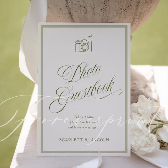Polaroid Guest Book Sign Template, Wedding Photo Guestbook Sign, Editable Photo Booth Sign, Printable Wedding Sign, Instant Download GR26
