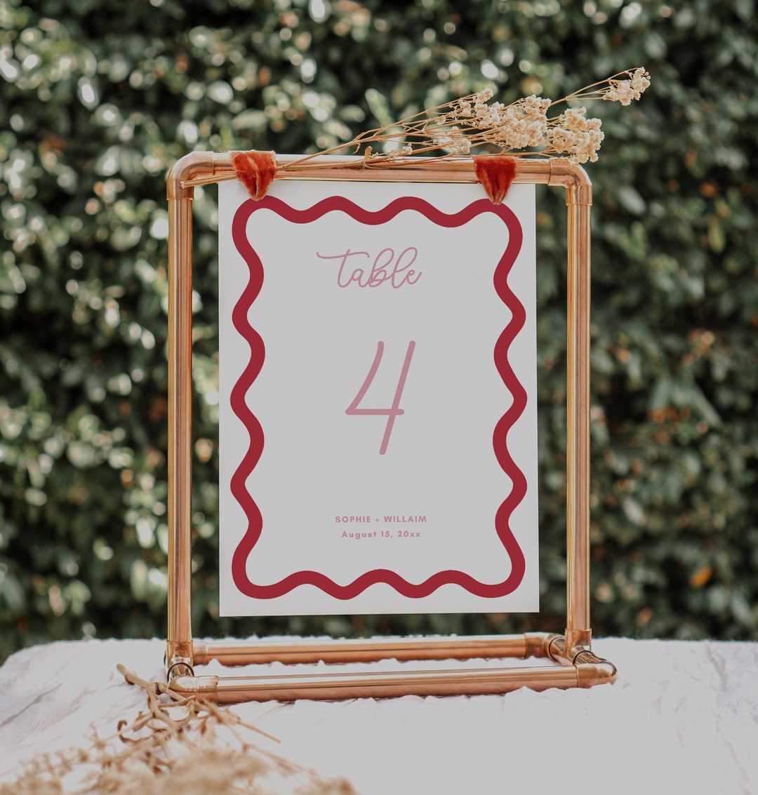 EDITABLE COLOR Wave Wedding Table Numbers Template Printable Table ...