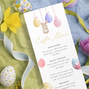 Easter Menu, Printable Easter Menu, Easter Brunch Menu, Editable Printable Template, Easter Dinner Menu Card, Printable Easter, Long menu image 5