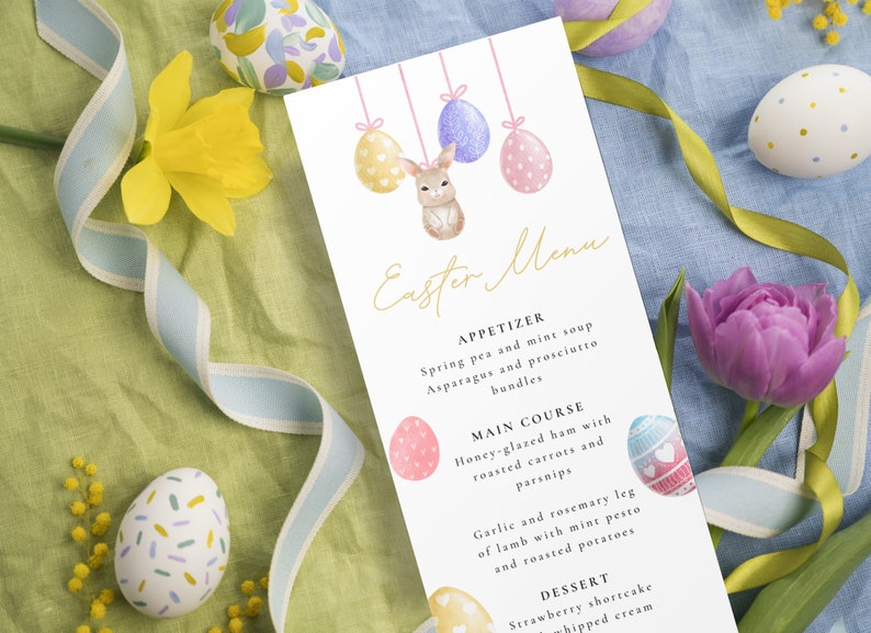 Easter Menu, Printable Easter Menu, Easter Brunch Menu, Editable Printable Template, Easter Dinner Menu Card, Printable Easter, Long menu image 5