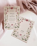 Pink Wildflower Wedding Invitation Suite, Garden Wedding Invitation, Dusty Pink Wedding Invite, Editable Template, Instant Download LILY