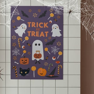 Trick or Treat Print, Spooky Halloween Print, Cute Halloween Printable, Halloween Prints, Kids Halloween Decor DIGITAL DOWNLOAD image 7