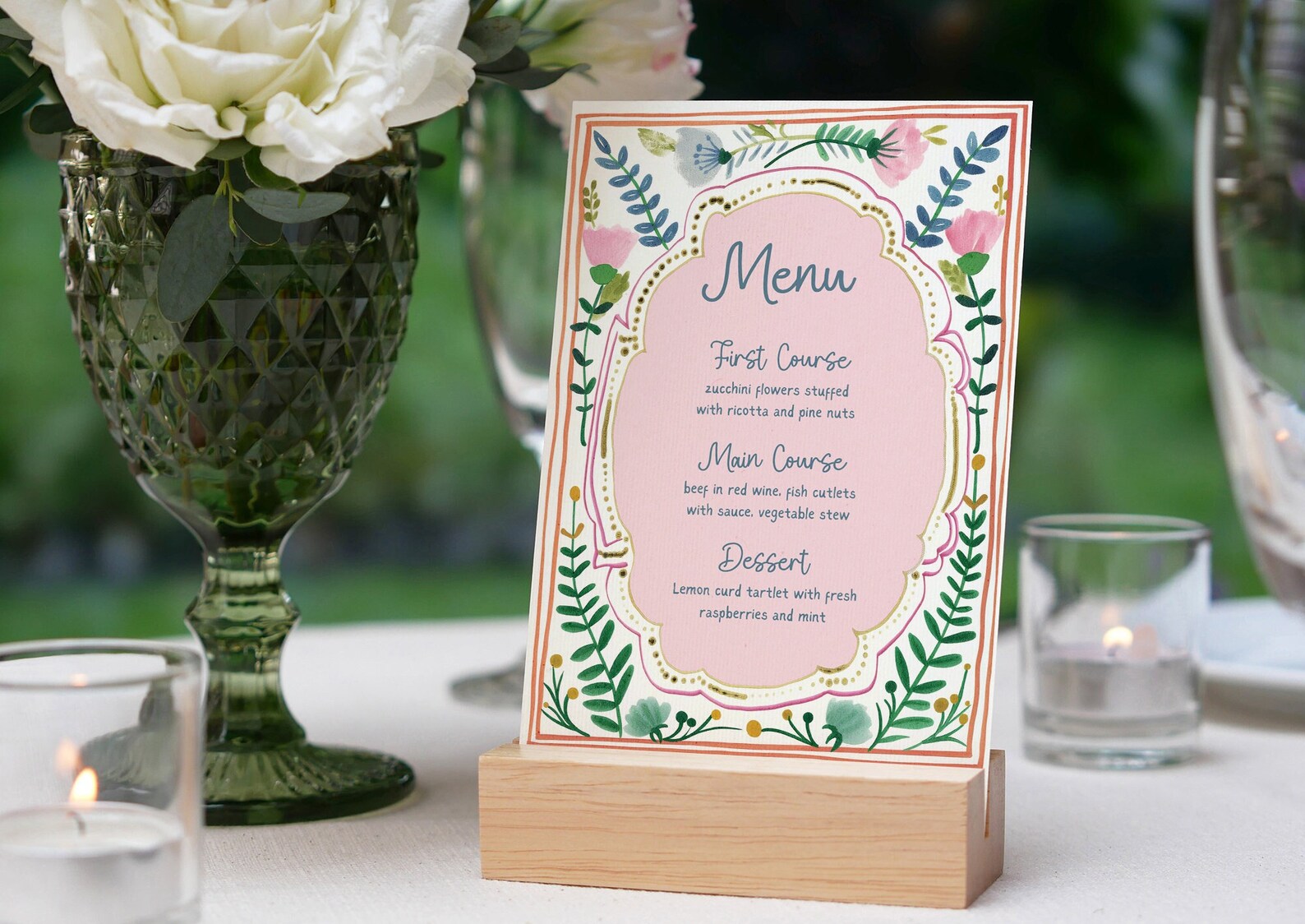 Colorful Floral Spring Menu Template, Hand Drawn, Printable Dinner Menu ...
