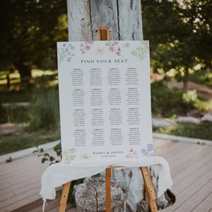 Pastel Wildflower Wedding Seating Chart, Printable Wedding Table Plan, Wedding Plan Garden Wedding, Seating Plan, Floral Seating Chart KIARA image 4