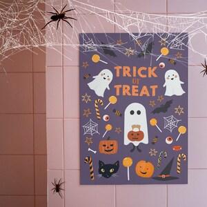 Trick or Treat Print, Spooky Halloween Print, Cute Halloween Printable, Halloween Prints, Kids Halloween Decor DIGITAL DOWNLOAD image 6