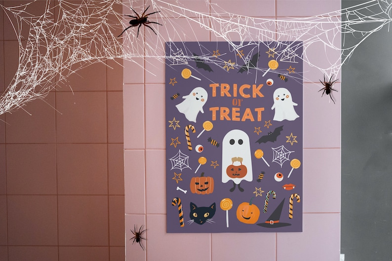 Trick or Treat Print, Spooky Halloween Print, Cute Halloween Printable, Halloween Prints, Kids Halloween Decor DIGITAL DOWNLOAD image 6