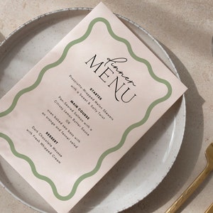 Waves Menu Placecard Template, Instant Download Editable Menu Template ...