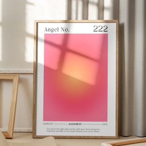 Angel Numbers Set Gradient Wall Art Aura Angel Number Posters Affirmation Posters Pink Aura Art Pink Gradient Feminine Wall Art image 8