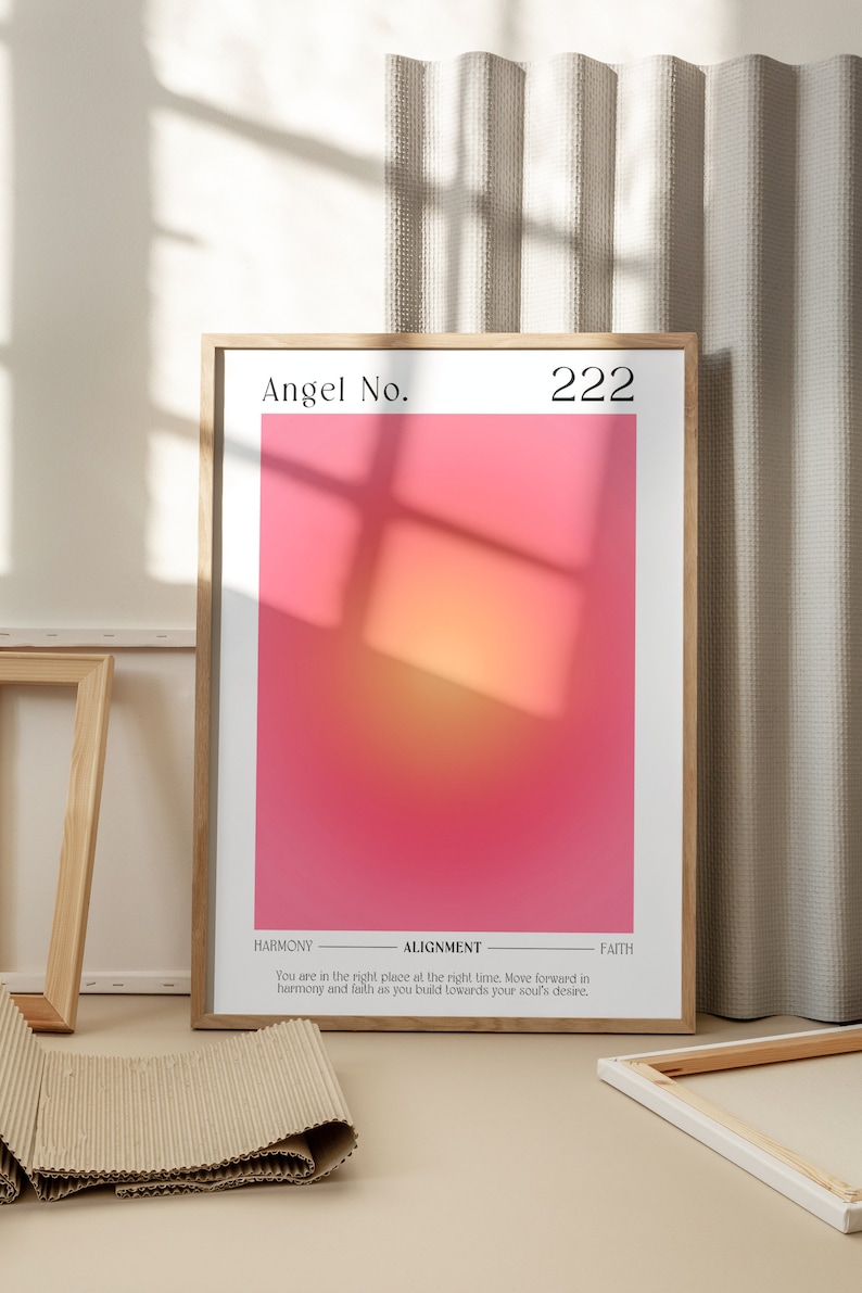 Angel Numbers Set Gradient Wall Art Aura Angel Number Posters Affirmation Posters Pink Aura Art Pink Gradient Feminine Wall Art image 8