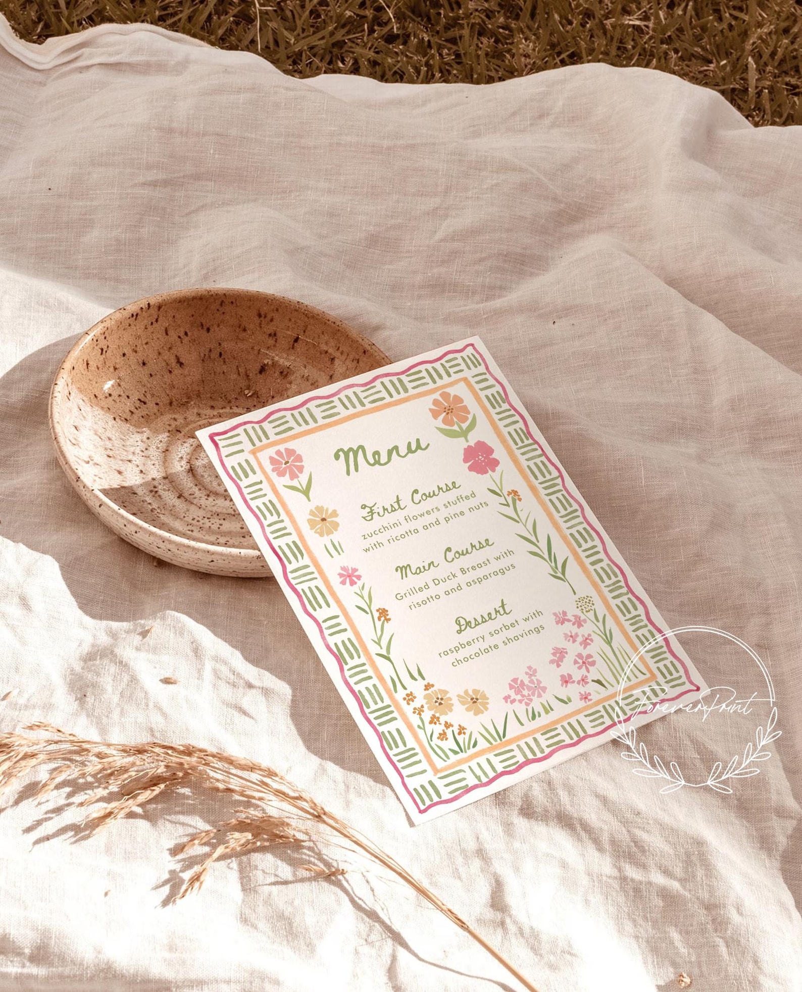 Simple Spring Menu Template Colorful Floral Spring Menu Template, Hand Drawn, Printable Dinner Menu ...