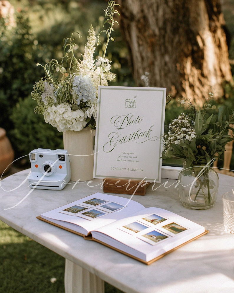Polaroid Guest Book Sign Template, Wedding Photo Guestbook Sign, Editable Photo Booth Sign, Printable Wedding Sign, Instant Download GR26 image 2