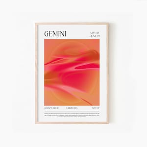 Gemini Zodiac Print | Gemini Horoscope Art Print | Gemini Wall Decor |  Aura Gradient Poster, Gradient Wall Art, DIGITAL DOWNLOAD